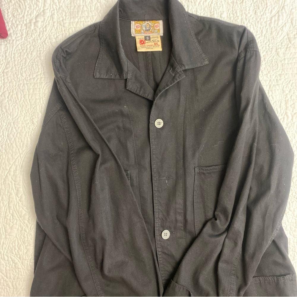 VTG Gene Ewing BIS California Sunwash Wrinkled Rich Denim Black Jacket Size S